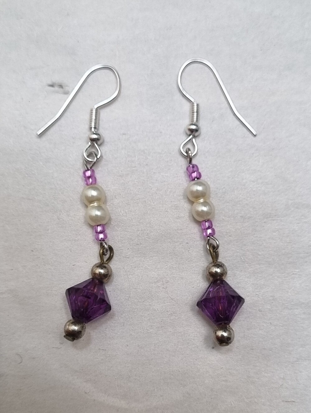💛 Or 3/10$ | Dainty Purple And Pearl Drop Earrings